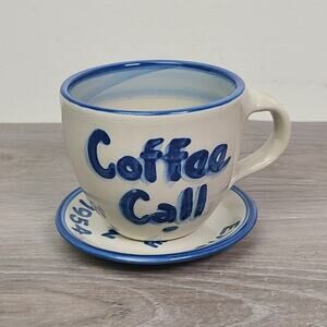 MA Hadley Pottery Coffee Call The End Cup & EHS 50th Reunion Saucer Set